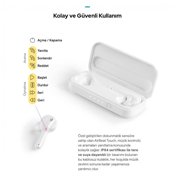 ttec AirBeat Touch Tam Kablosuz Kulaklık (2KM128) — ürün görseli 6