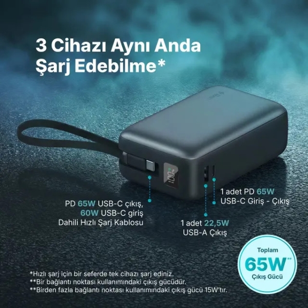 ttec ReCharger Ultra LCD 65W 30000 mAh Powerbank (2BB269GR) — ürün görseli 6