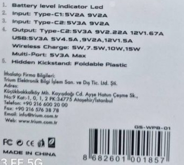 GoSmart GS-WPB-01 5000 mAh Powerbank — ürün görseli 5