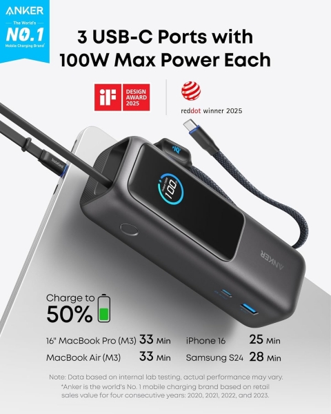 Anker Laptop 25K 165W 25000 mAh Powerbank (A1695) — ürün görseli 3