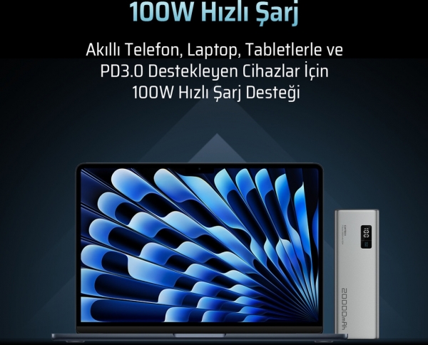 Cuktech 15 150W 20000 mAh Powerbank (PB200P) — ürün görseli 7