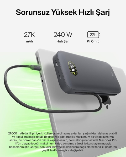 Belkin UltraCharge Pro Laptop 240W 27000 mAh Powerbank (BPB040HQCH) — ürün görseli 4