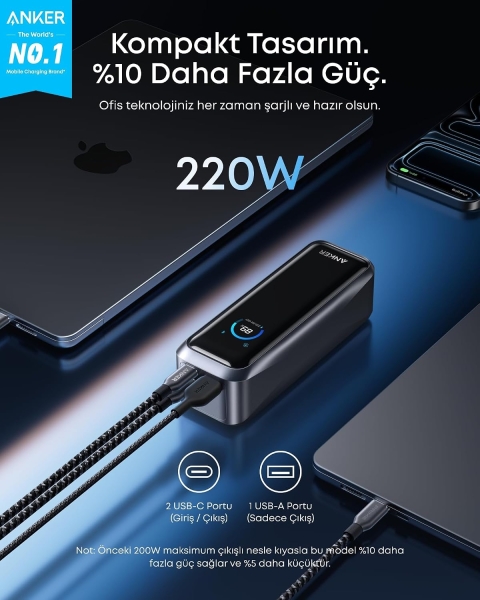 Anker Prime 220W 20100 mAh Powerbank (A110BH11) — ürün görseli 3