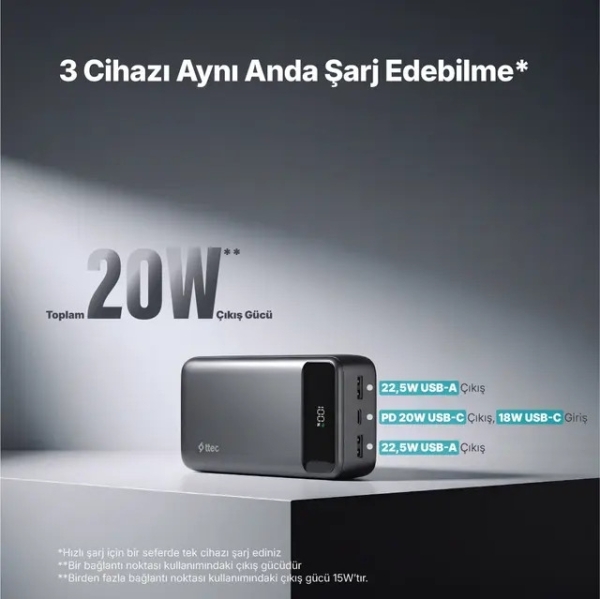 ttec ReCharger Ultra LCD 30000 mAh Powerbank (2BB270S) — ürün görseli 6