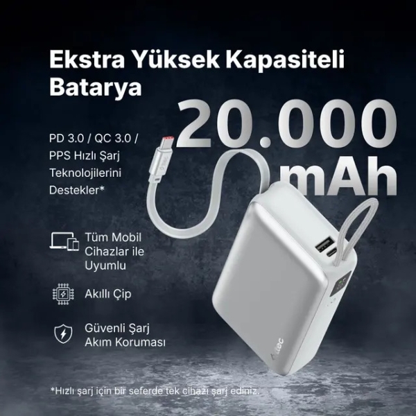 ttec ReCharger Pro LCD 45W 20000 mAh Powerbank (2BB277G) — ürün görseli 4