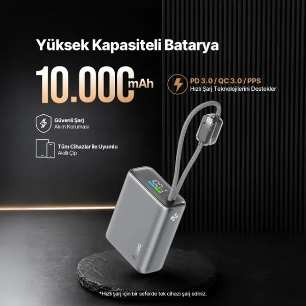 ttec ReCharger Pro TFT 35W 10000 mAh Powerbank (2BB279G) — ürün görseli 4