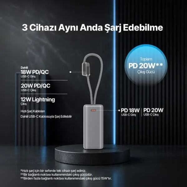 ttec ReCharger Pro TFT 20W 15000 mAh Powerbank (2BB280UG) — ürün görseli 5