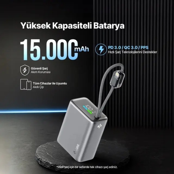ttec ReCharger Pro TFT 20W 15000 mAh Powerbank (2BB280UG) — ürün görseli 4