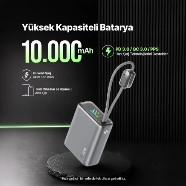 ttec ReCharger Pro TFT 20W 10000 mAh Powerbank (2BB278UG) — ürün görseli 4