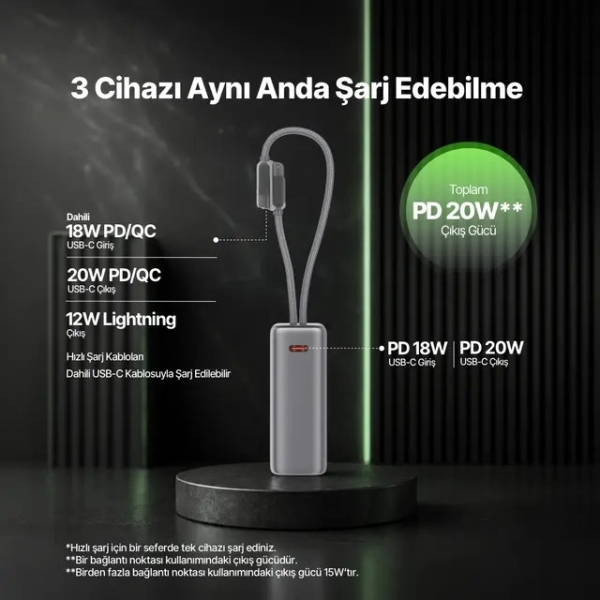 ttec ReCharger Pro TFT 20W 10000 mAh Powerbank (2BB278UG) — ürün görseli 5