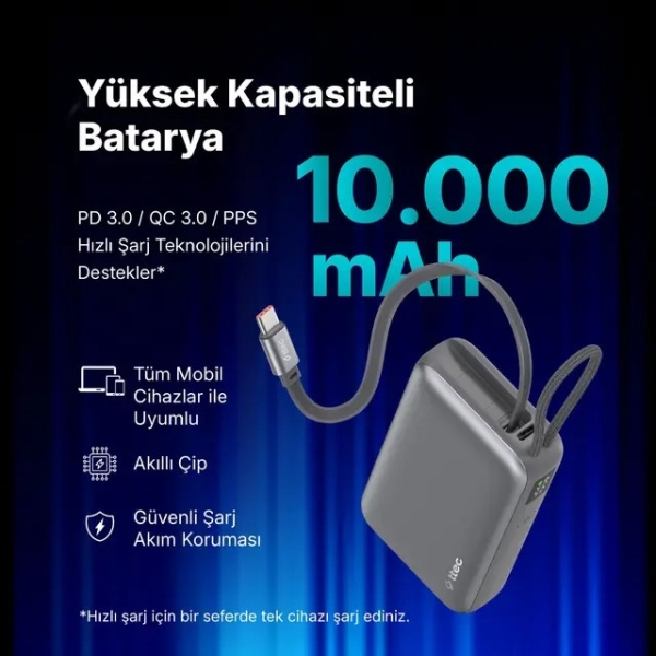 ttec ReCharger Pro LCD 20W 10000 mAh Powerbank (2BB275UG) — ürün görseli 4