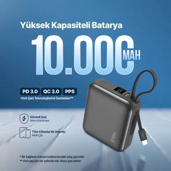 ttec ReCharger Mini LCD 35W 10000 mAh Powerbank (2BB232GR) — ürün görseli 7