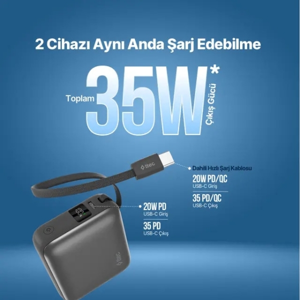 ttec ReCharger Mini LCD 35W 10000 mAh Powerbank (2BB232GR) — ürün görseli 8