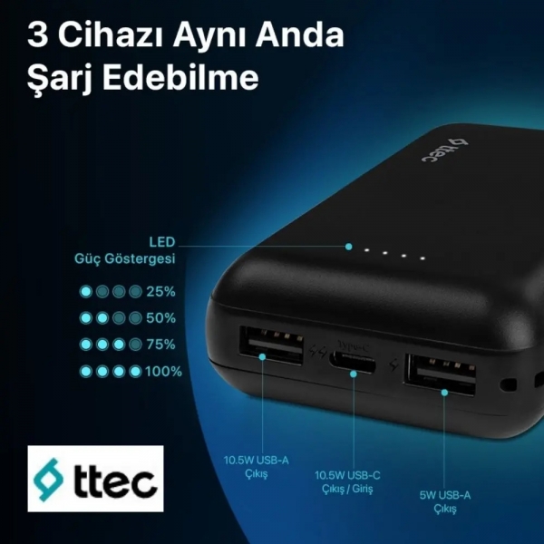 ttec ReCharger 10000 mAh Powerbank (2BB263S) — ürün görseli 2