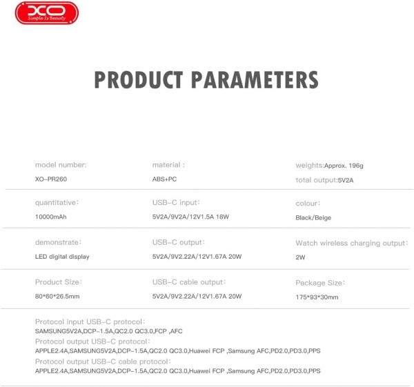 XO PR260 10000 mAh Powerbank — ürün görseli 7