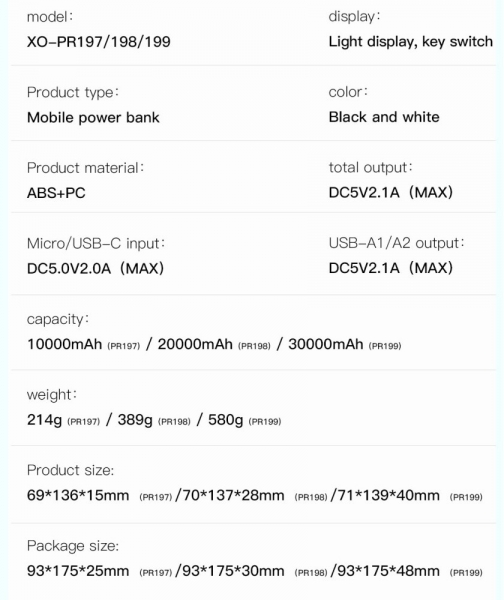 XO PR199 30000 mAh Powerbank — ürün görseli 4