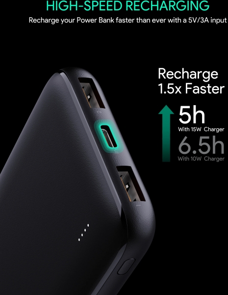 Aukey Basix Slim 15W 10000 mAh Powerbank (PB-N73-BK) — ürün görseli 5