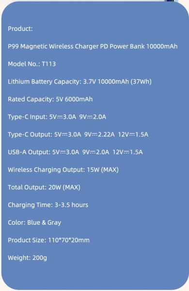 Rock P99 10000 mAh Powerbank (T113) — ürün görseli 5
