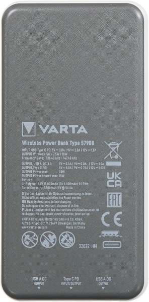 Varta 57908 Wireless 15000 mAh Powerbank — ürün görseli 3