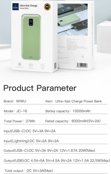 Wiwu JC-16 10000 mAh Powerbank — ürün görseli 4