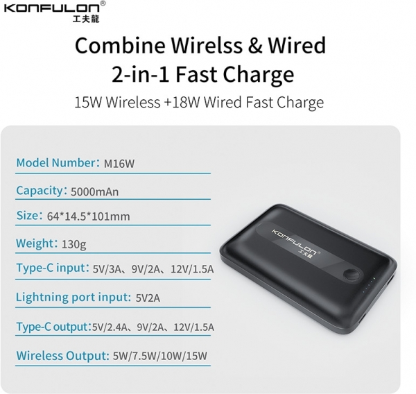 Konfulon M16W 5000 mAh Powerbank — ürün görseli 4