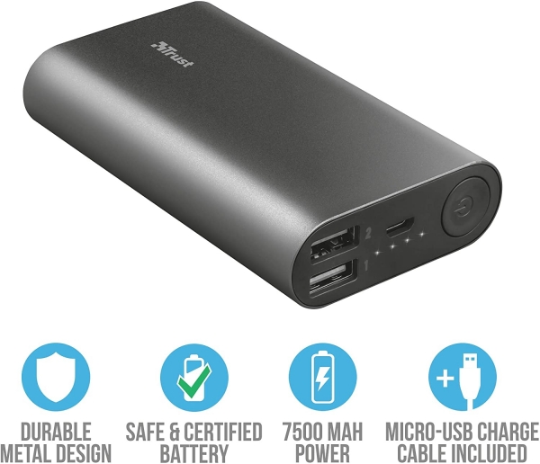 Trust Luco Metal 7500 mAh Powerbank (23142) — ürün görseli 4