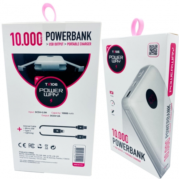 Powerway TX106 10000 mAh Powerbank — ürün görseli 4