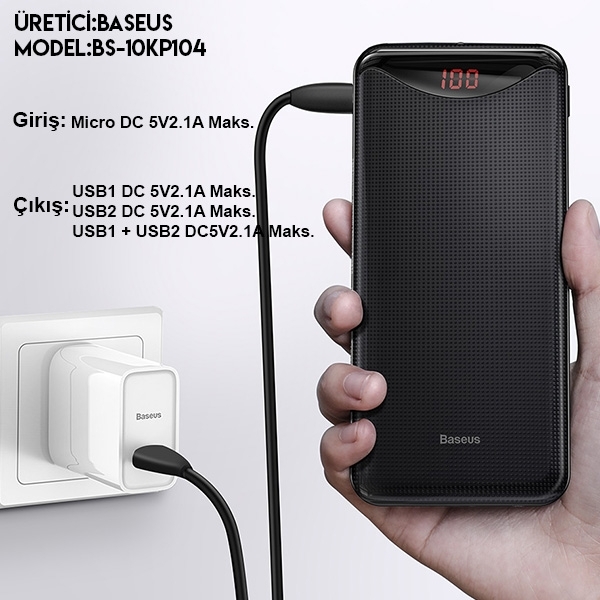 Baseus Gentleman 10000 mAh Powerbank (PPLN-A0) — ürün görseli 3