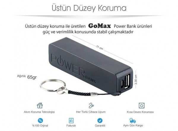 Gomax 2600 2600 mAh Powerbank (PBK1) — ürün görseli 7
