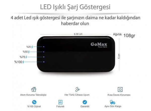 Gomax 5600 5600 mAh Powerbank — ürün görseli 2
