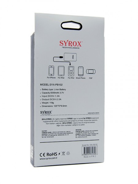 Syrox SYX-PB102 5000 mAh Powerbank — ürün görseli 9