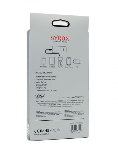 Syrox SYX-PB101 8000 mAh Powerbank — ürün görseli 9