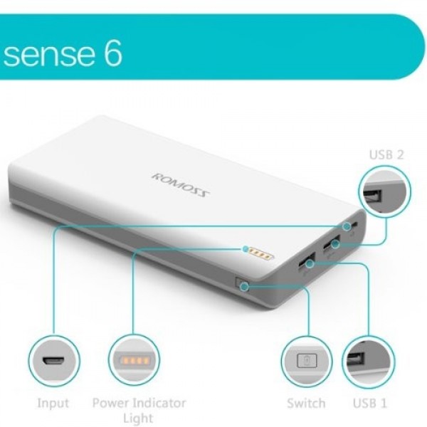 Romoss Sense 6 20000 mAh Powerbank — ürün görseli 5