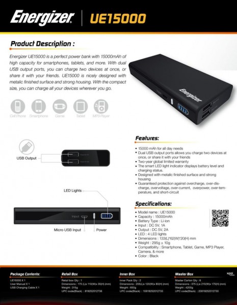 Energizer UE15000 15000 mAh Powerbank — ürün görseli 4