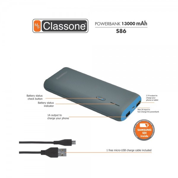 Classone S86 13000 mAh Powerbank — ürün görseli 4