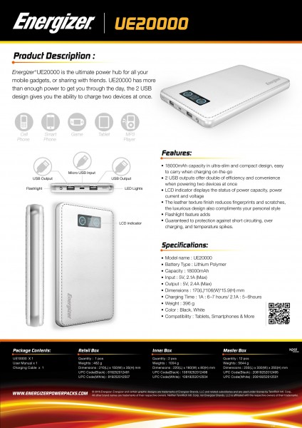 Energizer UE20000 18000 mAh Powerbank — ürün görseli 10