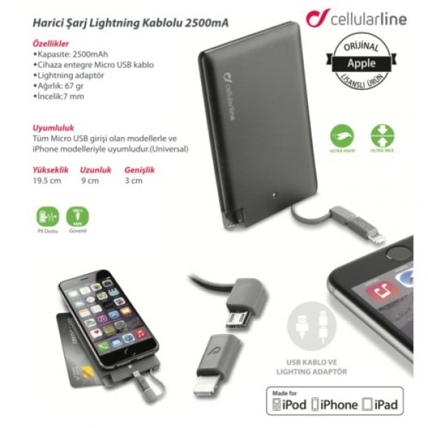 CellularLine FreePower Slim 2500 2500 mAh Powerbank (FREEP2500MFI2/1K) — ürün görseli 5