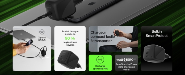 Belkin BoostCharge Pro Dual 67W Şarj Aleti (Sadece Adaptör) (WCH020KQ) — ürün görseli 8