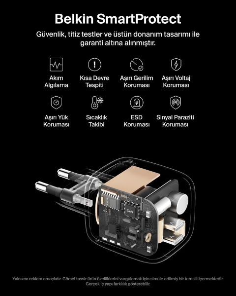 Belkin BoostCharge Pro Dual 67W Şarj Aleti (Sadece Adaptör) (WCH020KQ) — ürün görseli 13