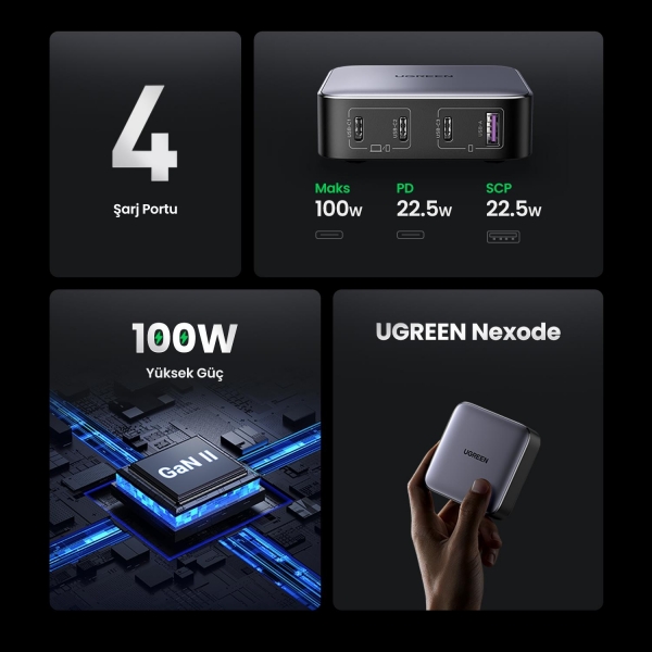 Ugreen Nexode 100W Şarj Aleti (90928) — ürün görseli 3