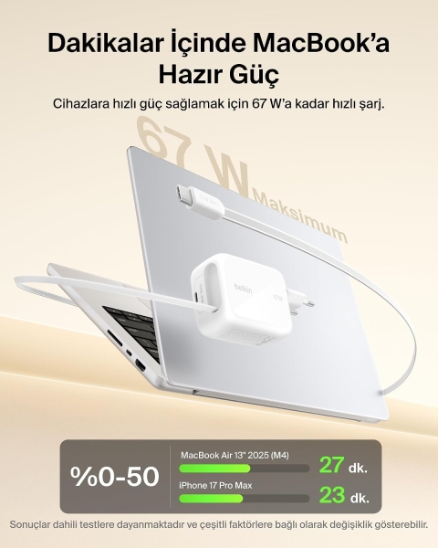 Belkin UltraCharge Retractable GaN 67W Şarj Aleti (WCH022) — ürün görseli 6