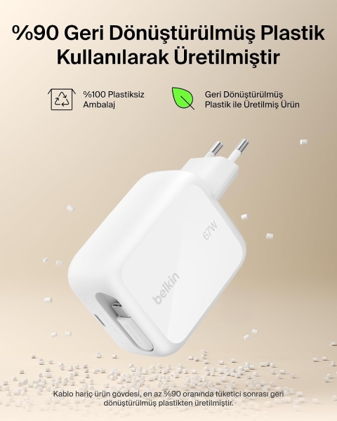 Belkin UltraCharge Retractable GaN 67W Şarj Aleti (WCH022) — ürün görseli 9