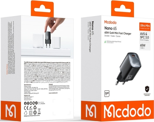 Mcdodo Nano 65 GaN Mini Şarj Aleti (CH-8261) — ürün görseli 9