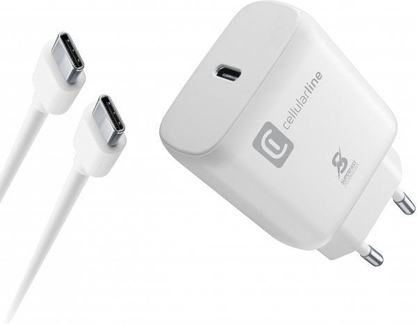 Cellularline Super Fast Charger 25W Şarj Aleti (Kablo) (ACHSMKITC2CPD25WK) — ürün görseli 2