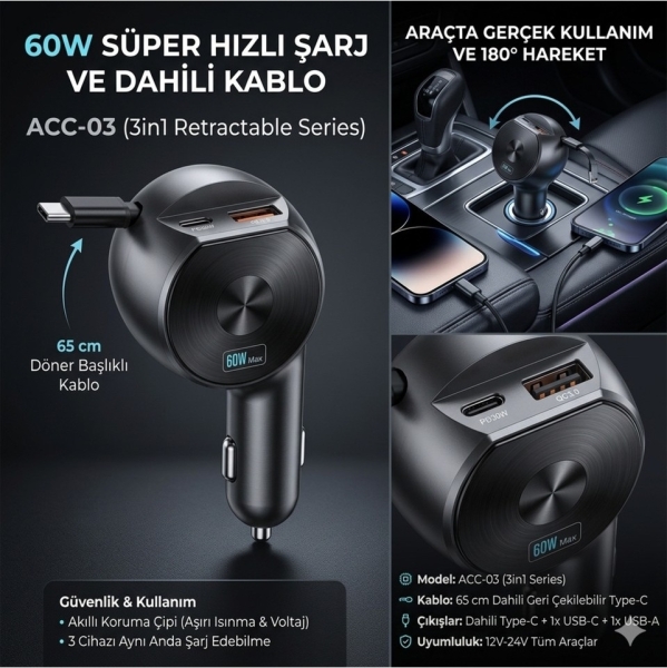 ACL ACC-03 60W Şarj Aleti — ürün görseli 3