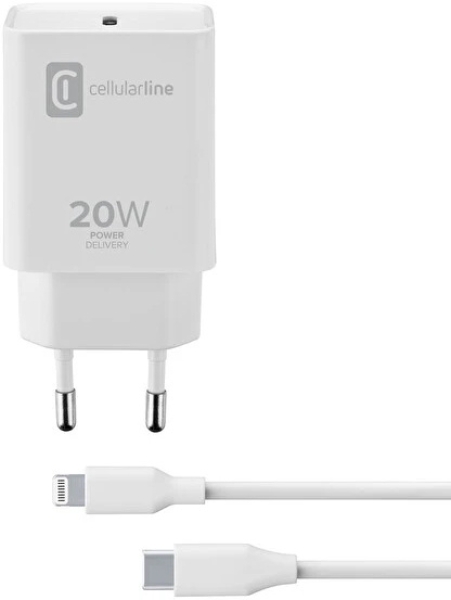 Cellularline USB-C Charger Kit 20W Şarj Aleti (ACHIPHKITC2LMFI20W) — ürün görseli 2