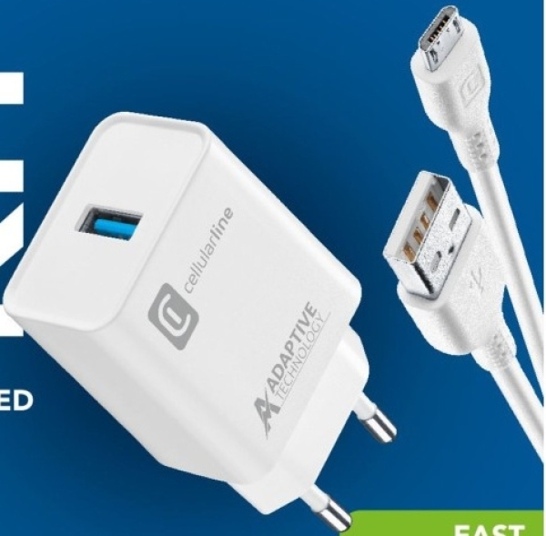 Cellularline Adaptive Fast Charger Kit 15W Şarj Aleti (ACHSMKIT15WMUSBW) — ürün görseli 5