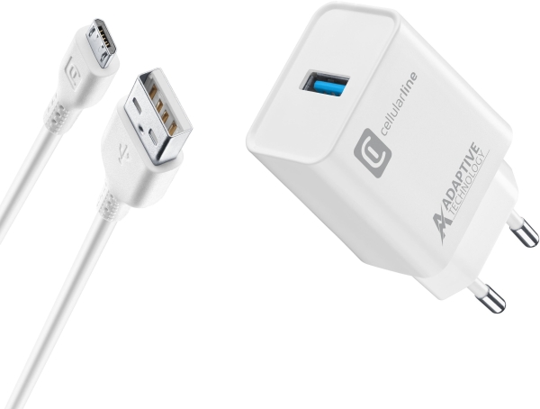 Cellularline Adaptive Fast Charger Kit 15W Şarj Aleti (ACHSMKIT15WMUSBW)