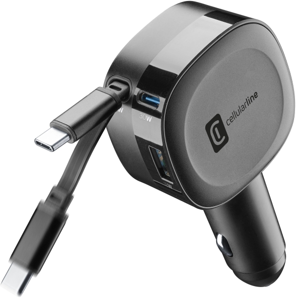 Cellularline Retractable Car 60W Şarj Aleti (CBRROLL2USB60WK) — ürün görseli 6