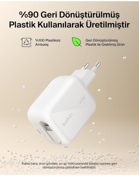 Belkin UltraCharge Retractable GaN 45W Şarj Aleti (WCH023KQ) — ürün görseli 10